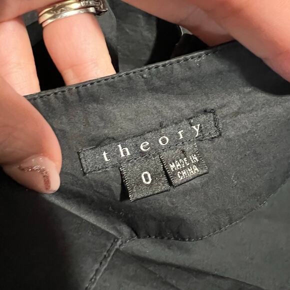 THEORY Womens Size 0 Black DRESA Cotton Shift Mini Dress with Sequin Band - Picture 5 of 8